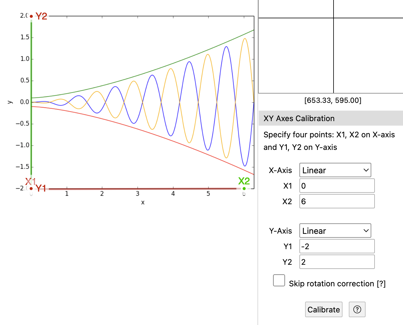 Screenshot of XY Calibration